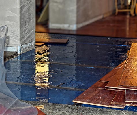 Water in the damaged floor