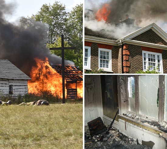 Collage of fire damaged property