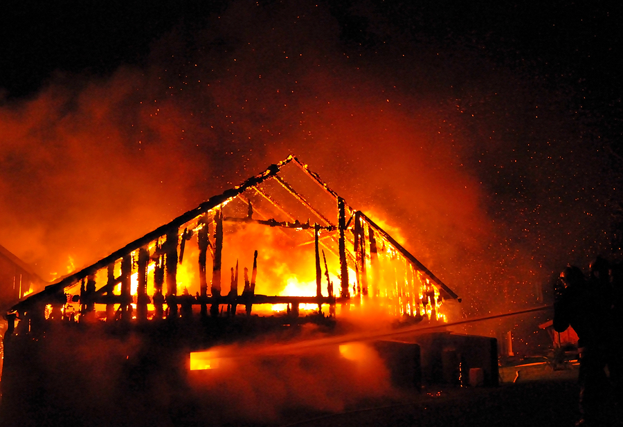 A burning house