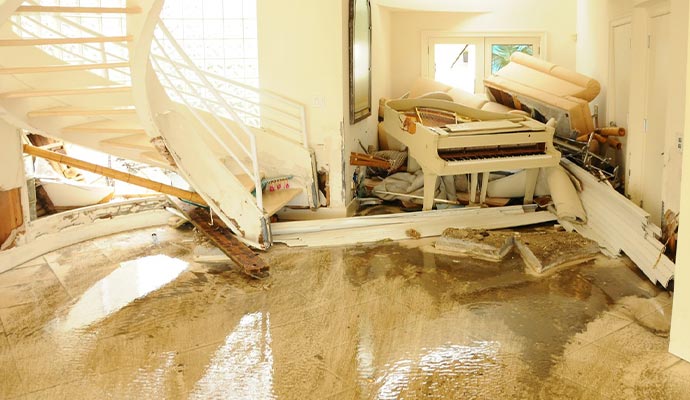 House severely damaged by flood