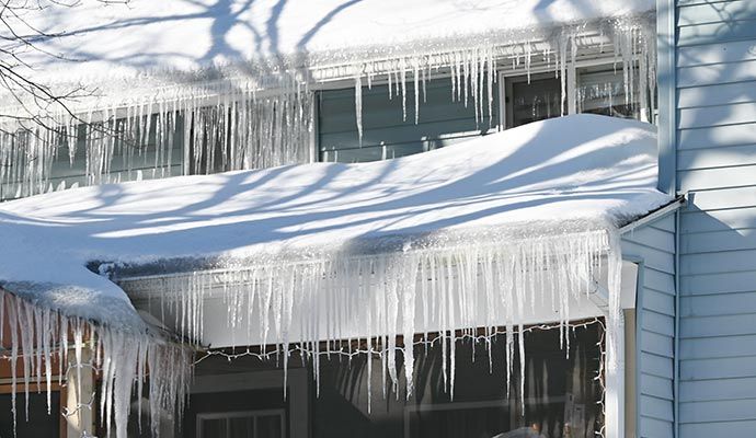Ice damming on house roof