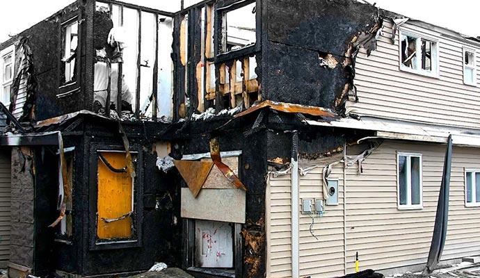 Residential fire damaged home