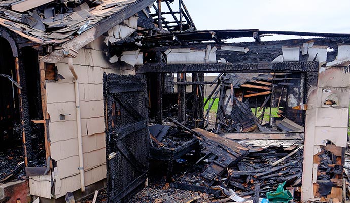 Structural fire damaged property