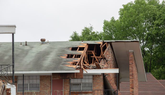 House roof damaged by tornado