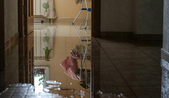 Water damaged floor in house