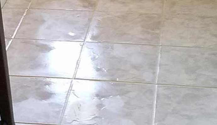 Water damaged tile floor